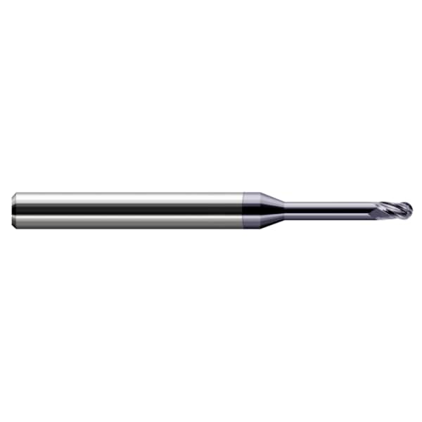 Miniature End Mill - Ball - Long Reach, Stub Flute, 0.0930" (3/32), Neck Dia.: 0.0915"